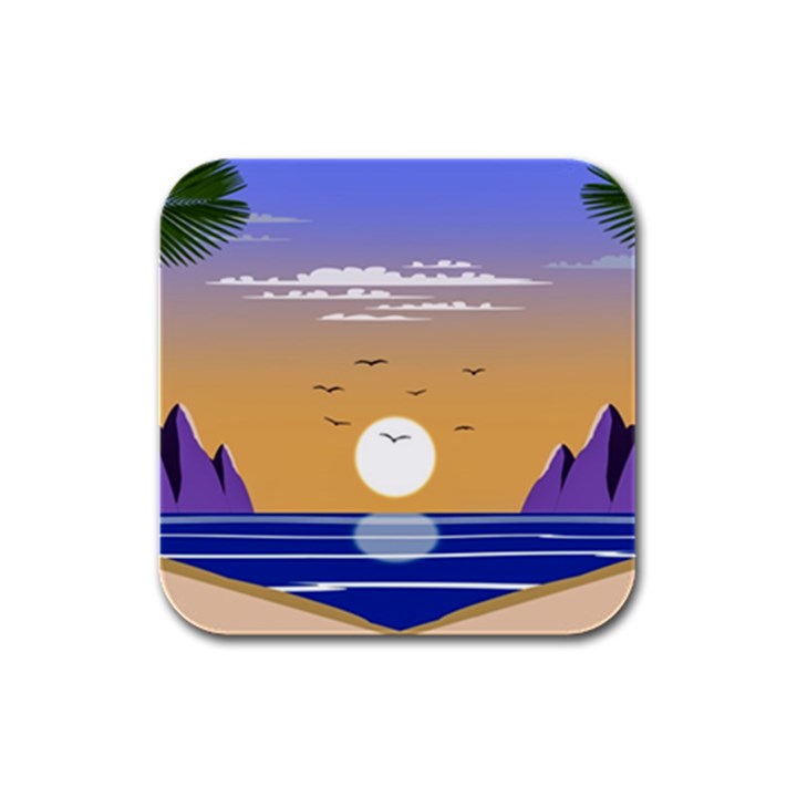 Vector Graphic Clipart Mountains Rubber Square Coaster (4 pack)