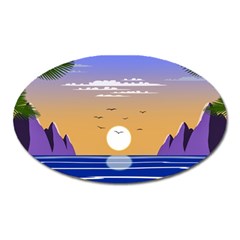 Vector Graphic Clipart Mountains Oval Magnet by Sarkoni