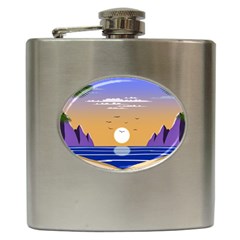 Vector Graphic Clipart Mountains Hip Flask (6 Oz) by Sarkoni