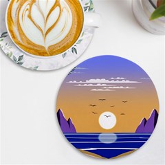 Vector Graphic Clipart Mountains Uv Print Round Tile Coaster by Sarkoni