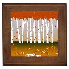 Birch Trees Fall Autumn Leaves Framed Tile by Sarkoni