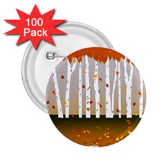 Birch Trees Fall Autumn Leaves 2 25  Buttons (100 Pack)  by Sarkoni