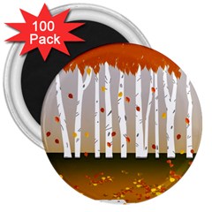 Birch Trees Fall Autumn Leaves 3  Magnets (100 Pack) by Sarkoni