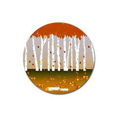 Birch Trees Fall Autumn Leaves Magnet 3  (round) by Sarkoni