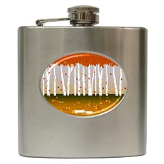 Birch Trees Fall Autumn Leaves Hip Flask (6 Oz) by Sarkoni