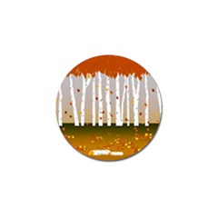 Birch Trees Fall Autumn Leaves Golf Ball Marker by Sarkoni