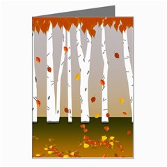 Birch Trees Fall Autumn Leaves Greeting Card by Sarkoni