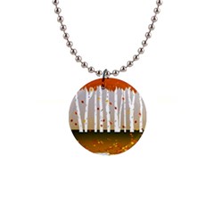 Birch Trees Fall Autumn Leaves 1  Button Necklace by Sarkoni