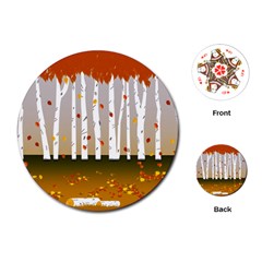 Birch Trees Fall Autumn Leaves Playing Cards Single Design (round) by Sarkoni