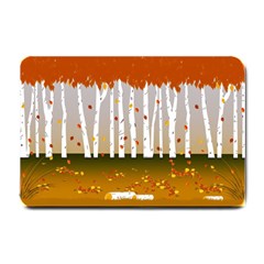 Birch Trees Fall Autumn Leaves Small Doormat by Sarkoni