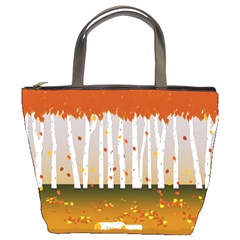 Birch Trees Fall Autumn Leaves Bucket Bag by Sarkoni