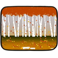 Birch Trees Fall Autumn Leaves Two Sides Fleece Blanket (mini) by Sarkoni