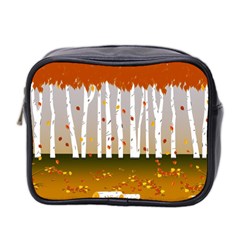 Birch Trees Fall Autumn Leaves Mini Toiletries Bag (two Sides) by Sarkoni