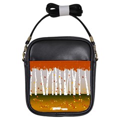 Birch Trees Fall Autumn Leaves Girls Sling Bag by Sarkoni