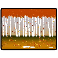 Birch Trees Fall Autumn Leaves Fleece Blanket (large) by Sarkoni