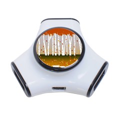 Birch Trees Fall Autumn Leaves 3-port Usb Hub by Sarkoni