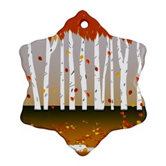 Birch Trees Fall Autumn Leaves Snowflake Ornament (two Sides) by Sarkoni