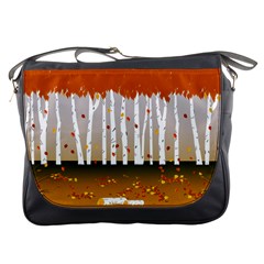 Birch Trees Fall Autumn Leaves Messenger Bag by Sarkoni