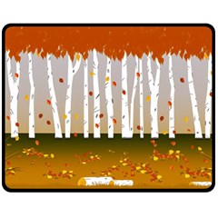 Birch Trees Fall Autumn Leaves Two Sides Fleece Blanket (medium) by Sarkoni