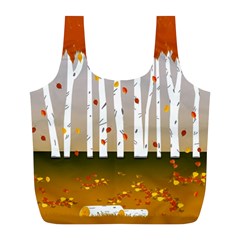 Birch Trees Fall Autumn Leaves Full Print Recycle Bag (l) by Sarkoni