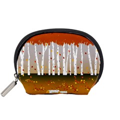 Birch Trees Fall Autumn Leaves Accessory Pouch (small) by Sarkoni