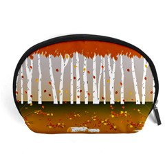 Birch Trees Fall Autumn Leaves Accessory Pouch (large) by Sarkoni