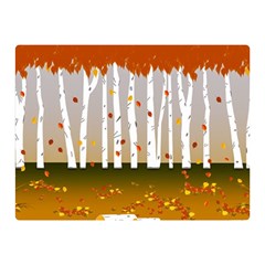 Birch Trees Fall Autumn Leaves Two Sides Premium Plush Fleece Blanket (mini) by Sarkoni