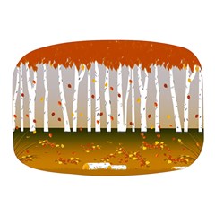 Birch Trees Fall Autumn Leaves Mini Square Pill Box by Sarkoni