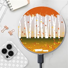 Birch Trees Fall Autumn Leaves Wireless Fast Charger(white) by Sarkoni