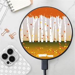 Birch Trees Fall Autumn Leaves Wireless Fast Charger(black) by Sarkoni