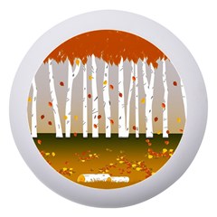 Birch Trees Fall Autumn Leaves Dento Box With Mirror