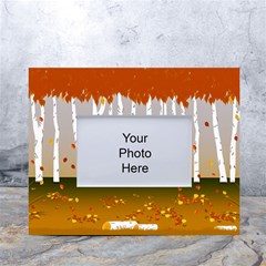 Birch Trees Fall Autumn Leaves White Tabletop Photo Frame 4 x6  by Sarkoni