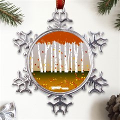 Birch Trees Fall Autumn Leaves Metal Large Snowflake Ornament by Sarkoni