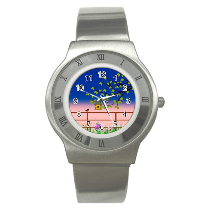 Vector Graphic Illustration Wallpaper Stainless Steel Watch