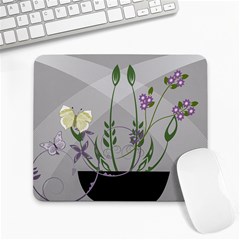 Flower Butterfly Pot Large Mousepad by Sarkoni