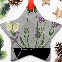 Flower Butterfly Pot Star Ornament (two Sides) by Sarkoni