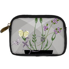 Flower Butterfly Pot Digital Camera Leather Case by Sarkoni