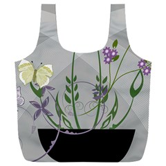 Flower Butterfly Pot Full Print Recycle Bag (xxl)