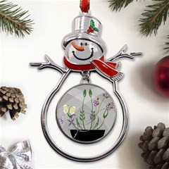 Flower Butterfly Pot Metal Snowman Ornament by Sarkoni