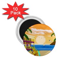 Vector Graphic Clipart Beach House 1 75  Magnets (10 Pack)  by Sarkoni