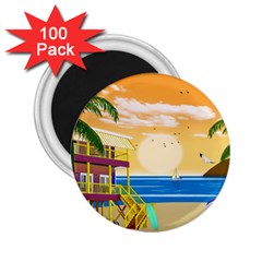 Vector Graphic Clipart Beach House 2 25  Magnets (100 Pack)  by Sarkoni