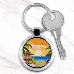 Vector Graphic Clipart Beach House Key Chain (round) by Sarkoni