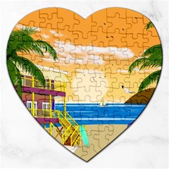 Vector Graphic Clipart Beach House Jigsaw Puzzle (heart) by Sarkoni