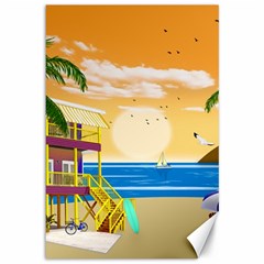 Vector Graphic Clipart Beach House Canvas 12  X 18  by Sarkoni