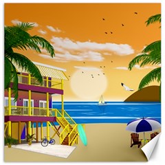 Vector Graphic Clipart Beach House Canvas 20  X 20  by Sarkoni