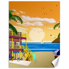 Vector Graphic Clipart Beach House Canvas 18  X 24  by Sarkoni