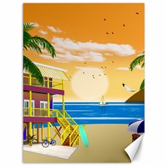 Vector Graphic Clipart Beach House Canvas 36  X 48  by Sarkoni