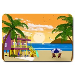 Vector Graphic Clipart Beach House Large Doormat by Sarkoni