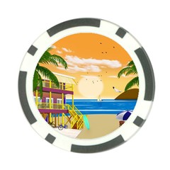 Vector Graphic Clipart Beach House Poker Chip Card Guard by Sarkoni