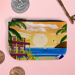 Vector Graphic Clipart Beach House Mini Coin Purse by Sarkoni